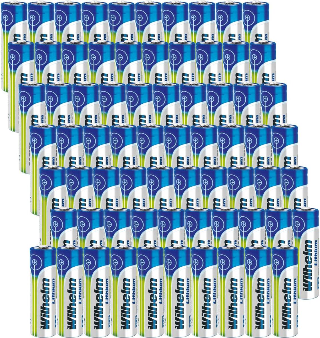 70 x Wilhelm Lithium AA Mignon Batterien LR6 1,5V Lithiumbatterie