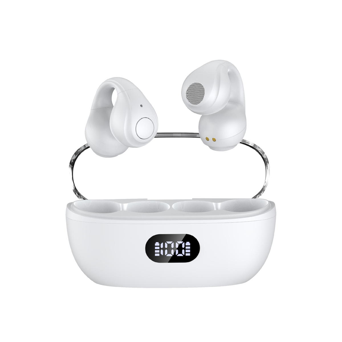 KINSI Ohrclip-Kopfhörer, kabelloses Bluetooth, kein In-Ear, lange Lebensdauer, weiß 06-09075638-02