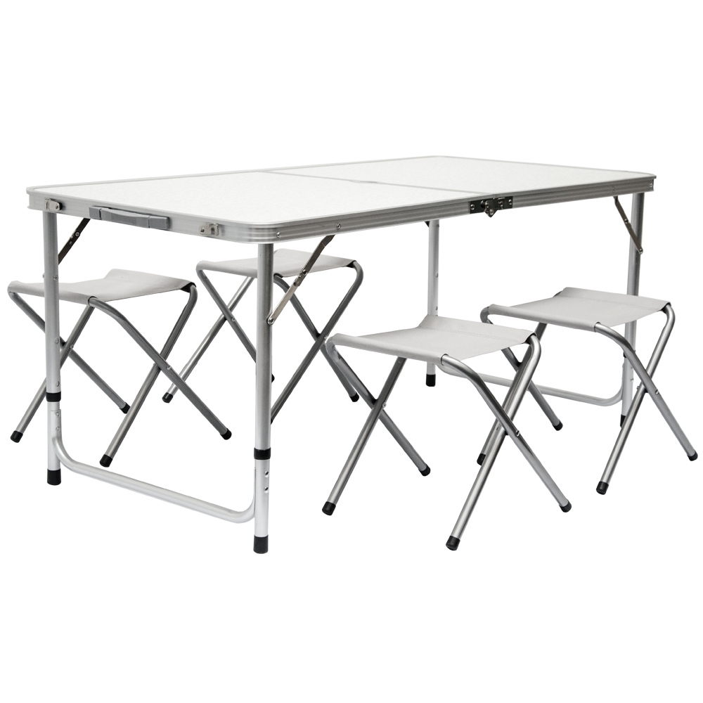 Kempingový stôl cca 120x60cm+4 kempingové stoličky skladací stôl kufríkový stôl skladací stôl stolička