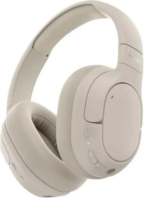 Belkin SoundForm Isolate Noise Cancelling Kopfhörer kabellos Bluetooth Kopfhörer, Headset mit Mikrofon, Over-Ear-Kopfhörer mit 60 Stunden Wiedergabe, tiefer Bass, CloudCushion Hörmuscheln – Sandfarben AUD008HQSA