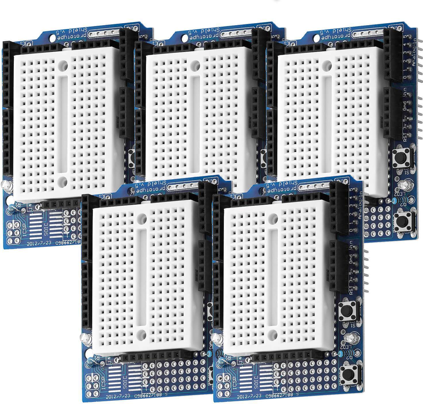 AZDelivery AZ-Delivery Shields Prototyping Prototype Shield Mini Breadboard für UNO R3, 5x Shield C 2-15