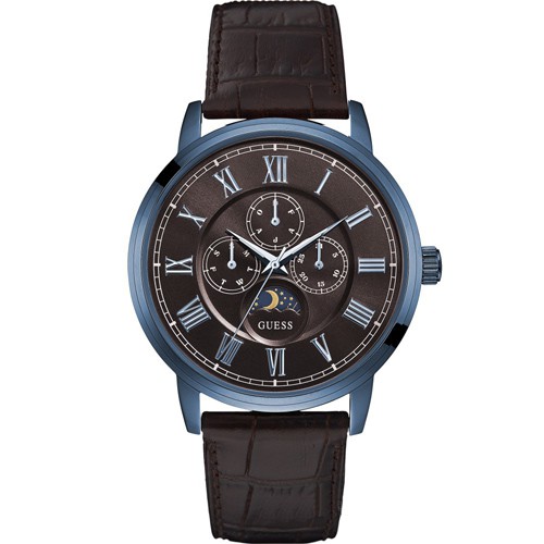 Guess DELANCY HERREN-ARMBANDUHR 44MM ARMBAND LEDER BRAUN W0870G3