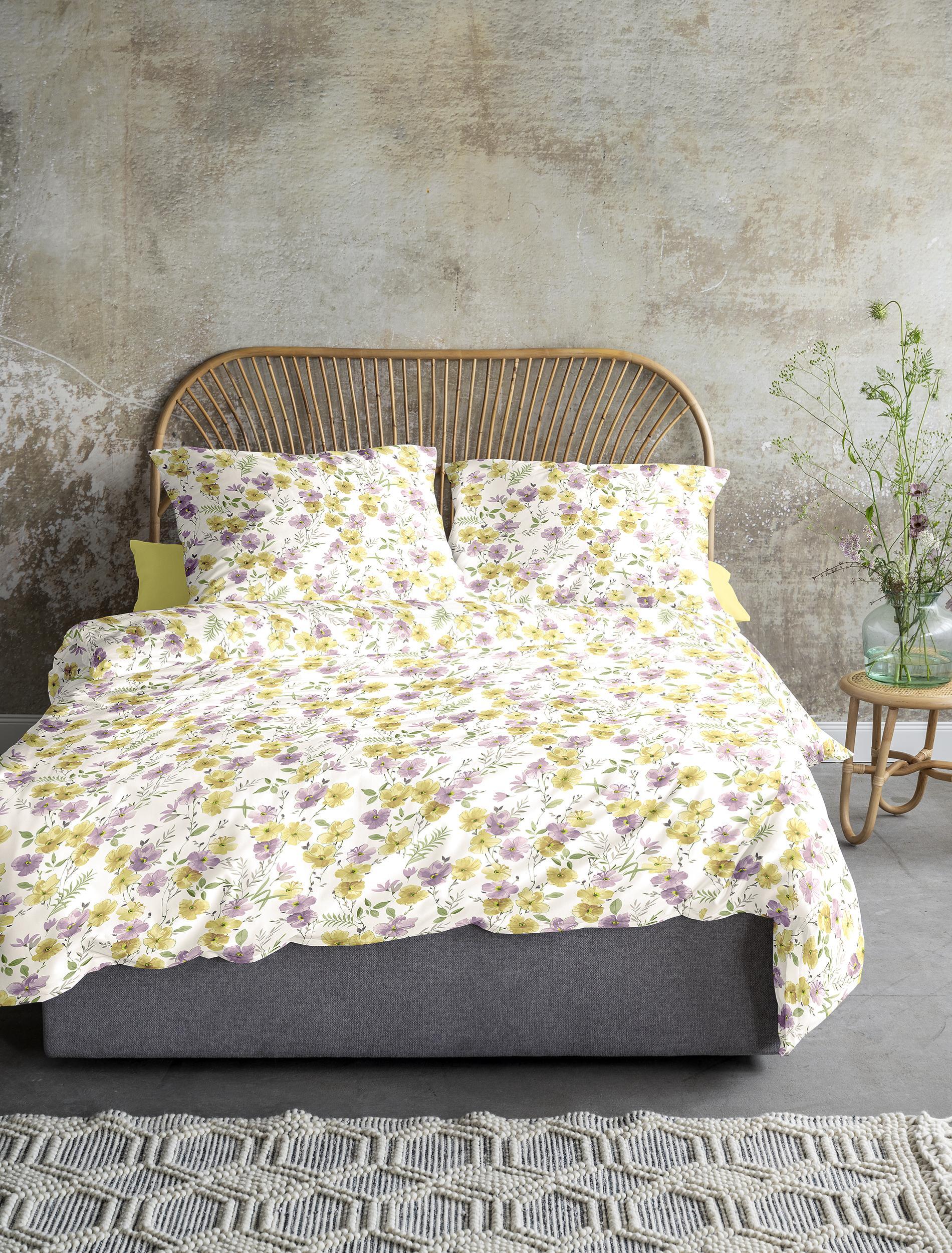 Irisette Mako-Satin Bettwäsche-Garnitur Sky 8523 Farbe gelb Größe 135x200+80x80cm