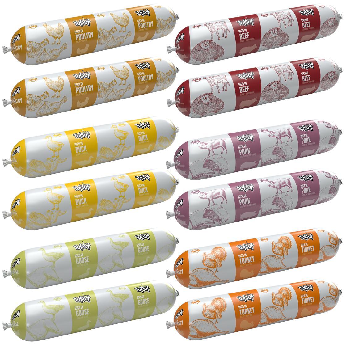 Tuftuf Hunde Nassfutter - Geschmacksmix - 10,8kg - Nassfutter - 12x900ml - Nassfutter Mix - Hunde Futterpaket