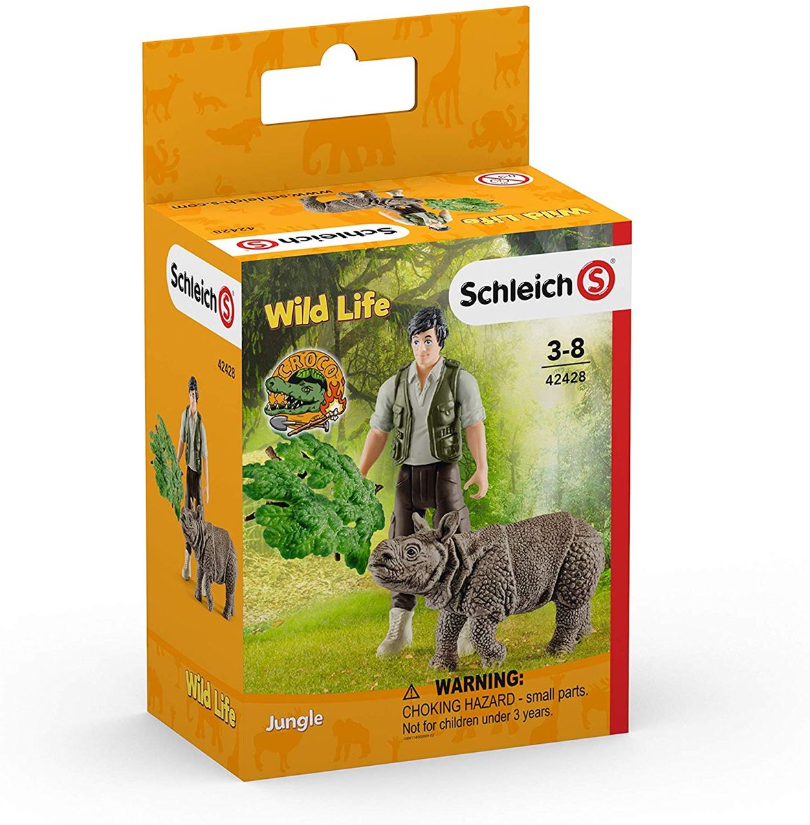 schleich WILD LIFE Ranger and Indian rhinoceros starter set, 3 Jahr(e), Mehrfarbig 42428