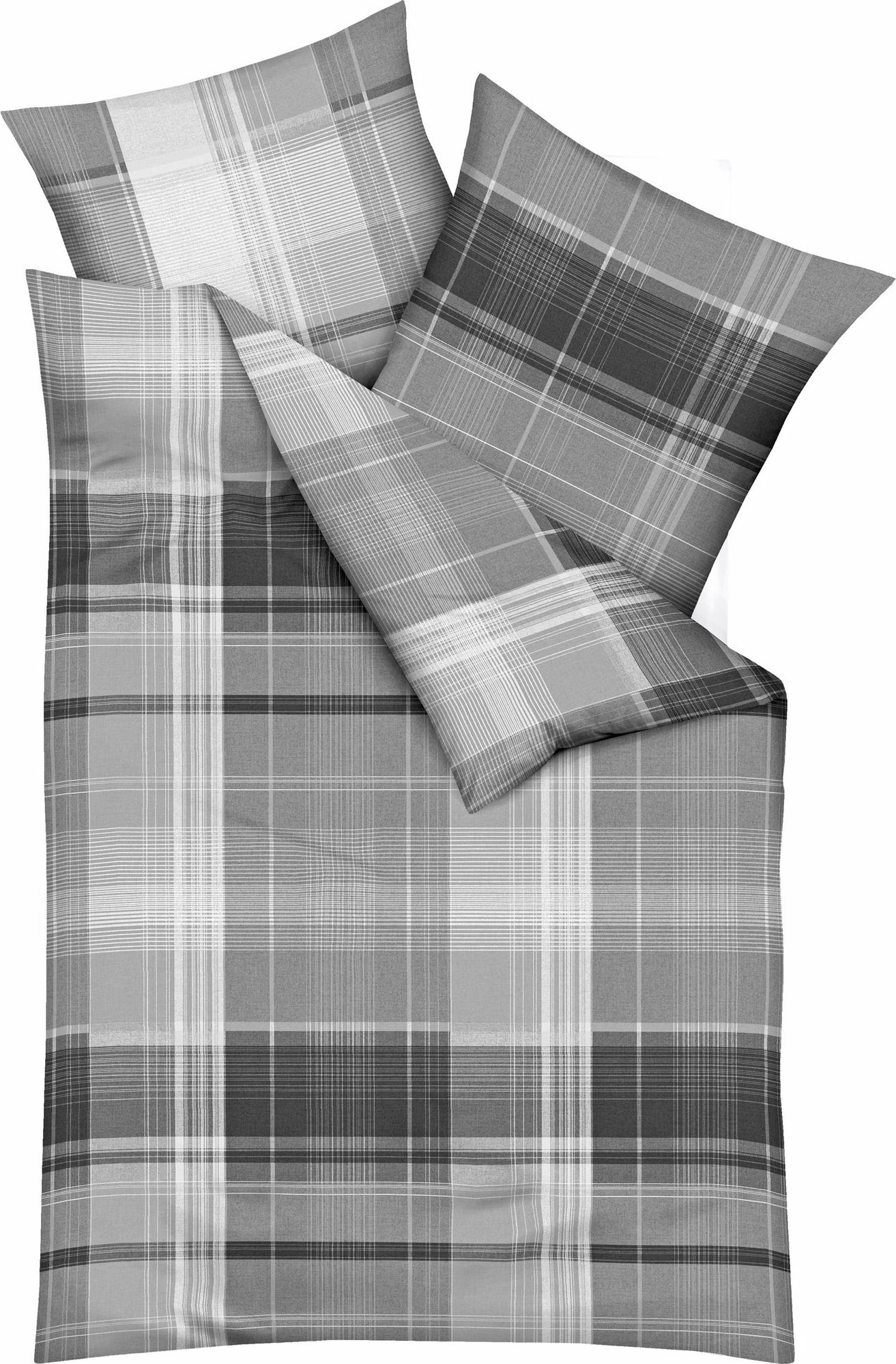 Kaeppel Fein Biber Bettwäsche 2 tlg. 135x200cm Tonight Karo Grau 313/569 - Tonight Grau 135x200cm