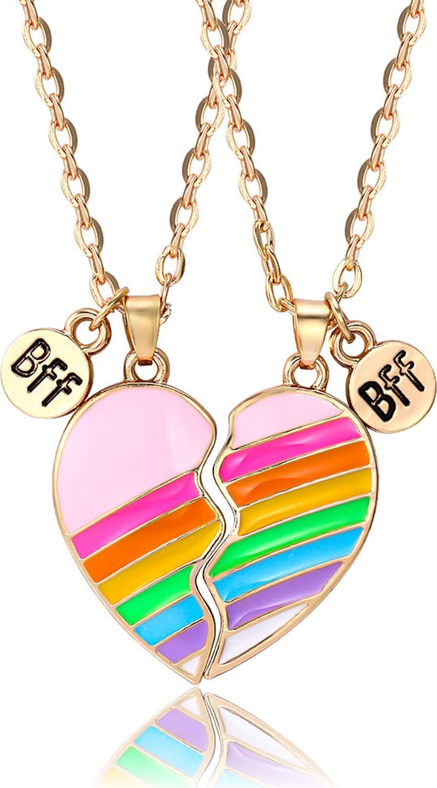2 pz/4 pz BFF Collane Bracciali, Mezzo Cuore Ciondolo Migliori Amici Catena di Moda Amicizia Gioielli Set per Ragazza Signora | IT