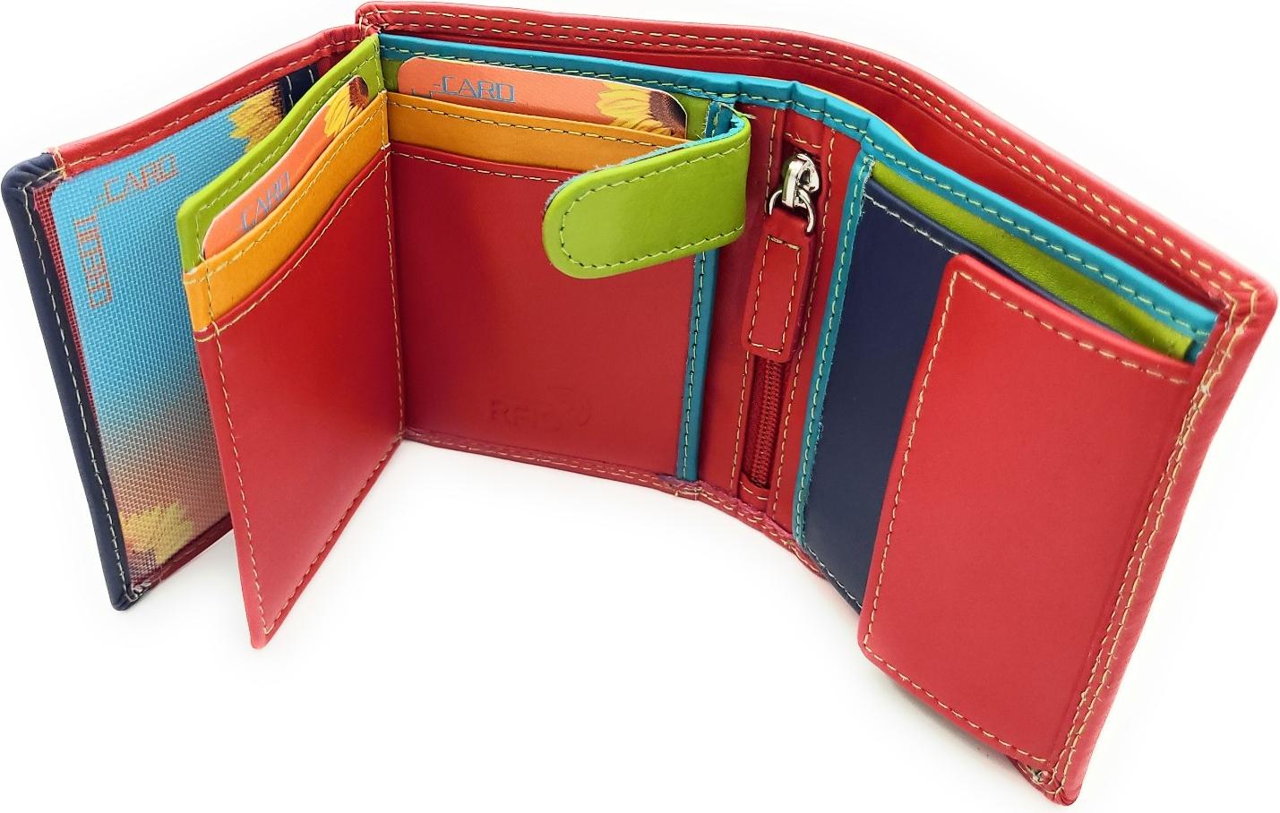 Jockey Club Jockey echt Leder Mini Damen Geldbörse Portemonnaie Rio rot / bunt