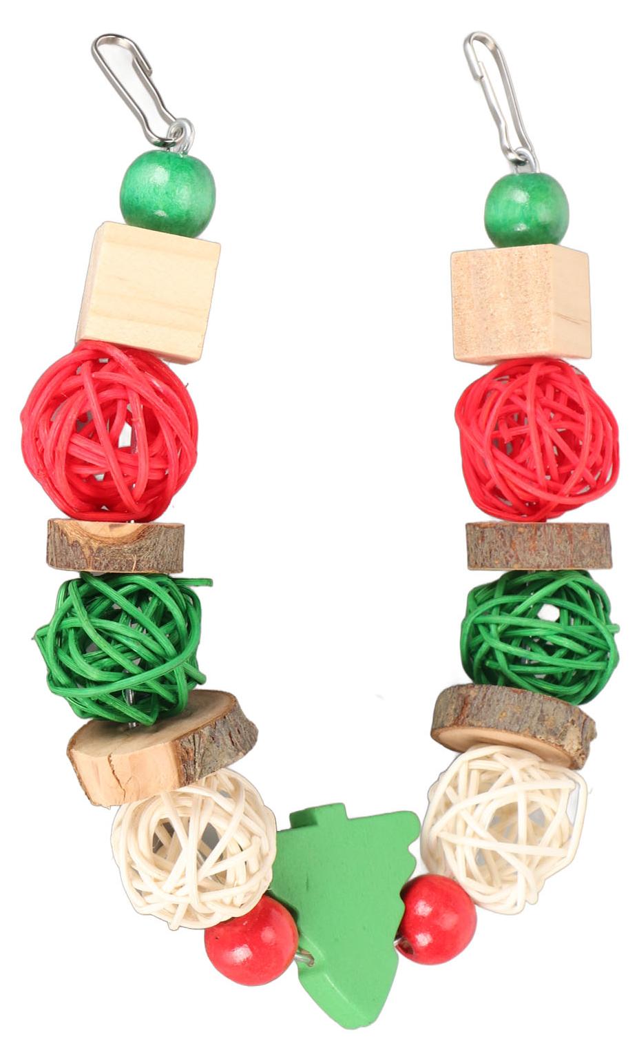 Gistuch Papageien Kauen Spielzeug Bunte Zähne Schleifen Rattan Ball Holz Weihnachten Vogel Kauen für Hamster Kaninchen