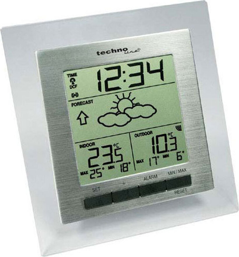 Technoline WS 9136-IT, Edelstahl, Weiß, Innen-Thermometer, Außen-Thermometer, Thermometer, Thermometer, Kunststoff, -9,9 - 37,8 °C