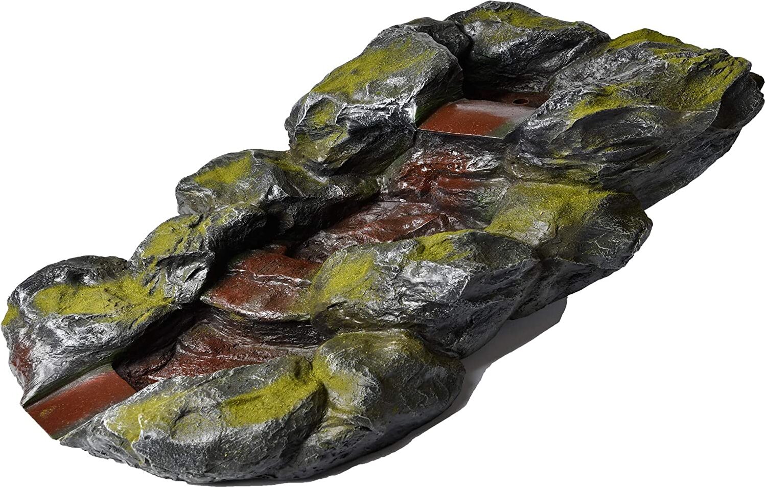 Könige Hausdeko GmbH Köhko Bachlauf mit Wasserzulauf im Schiefelook mit Moosbewuchs erweiterbarer Wasserfall für Gartenteich 14005Q