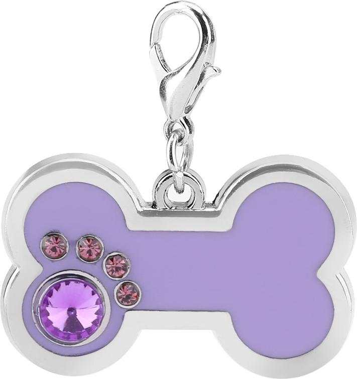 Gistuch Legierung Pet ID Tag Hunde Katzen Tiername Identifikation Anhänger Knochenform (lila)