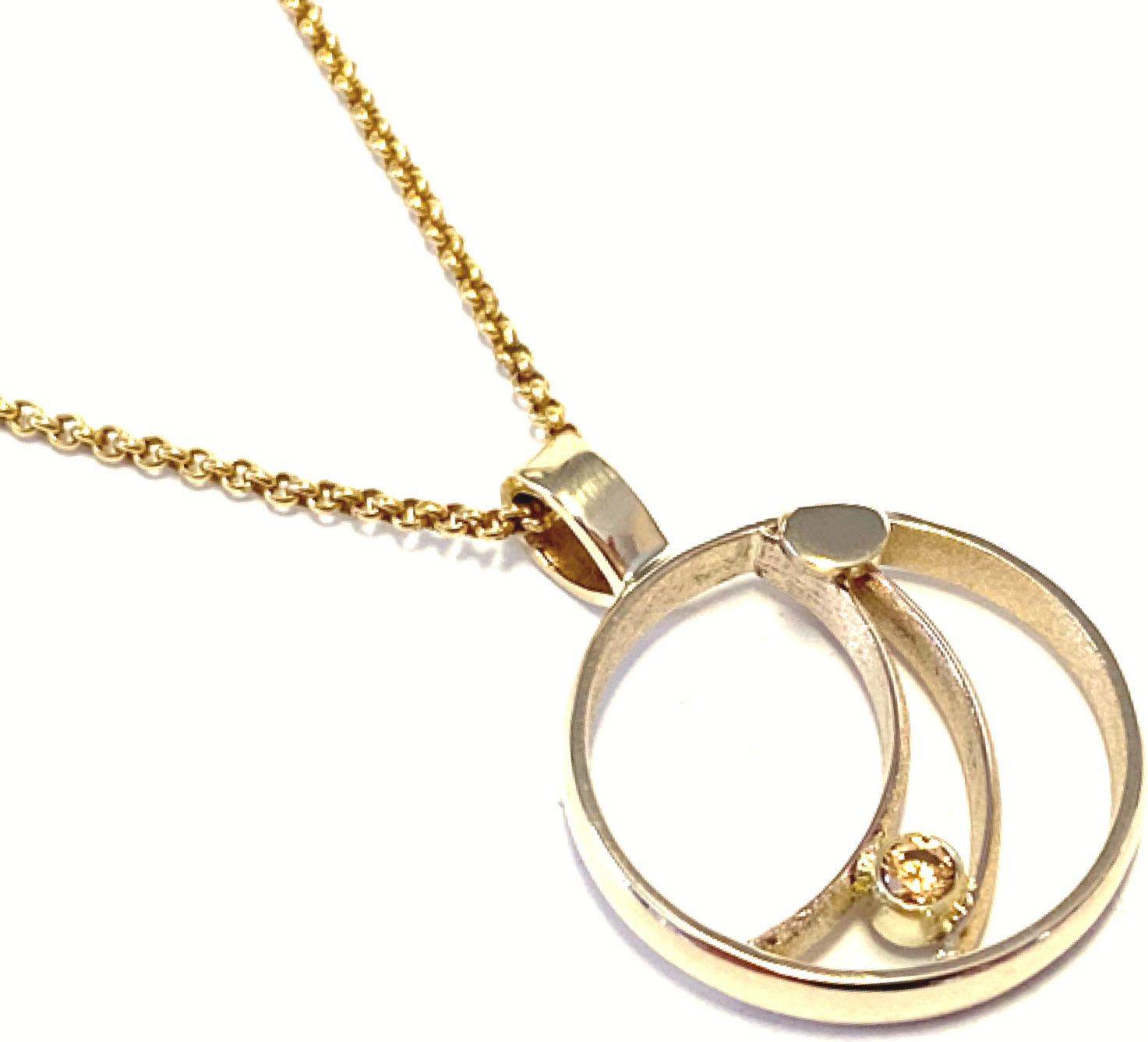 Edelschmiede925 alter Trauring als Kettenanhänger Zirkonia champagner farbig rund facettiert 333/- Gelbgold Edelschmiede925-37018