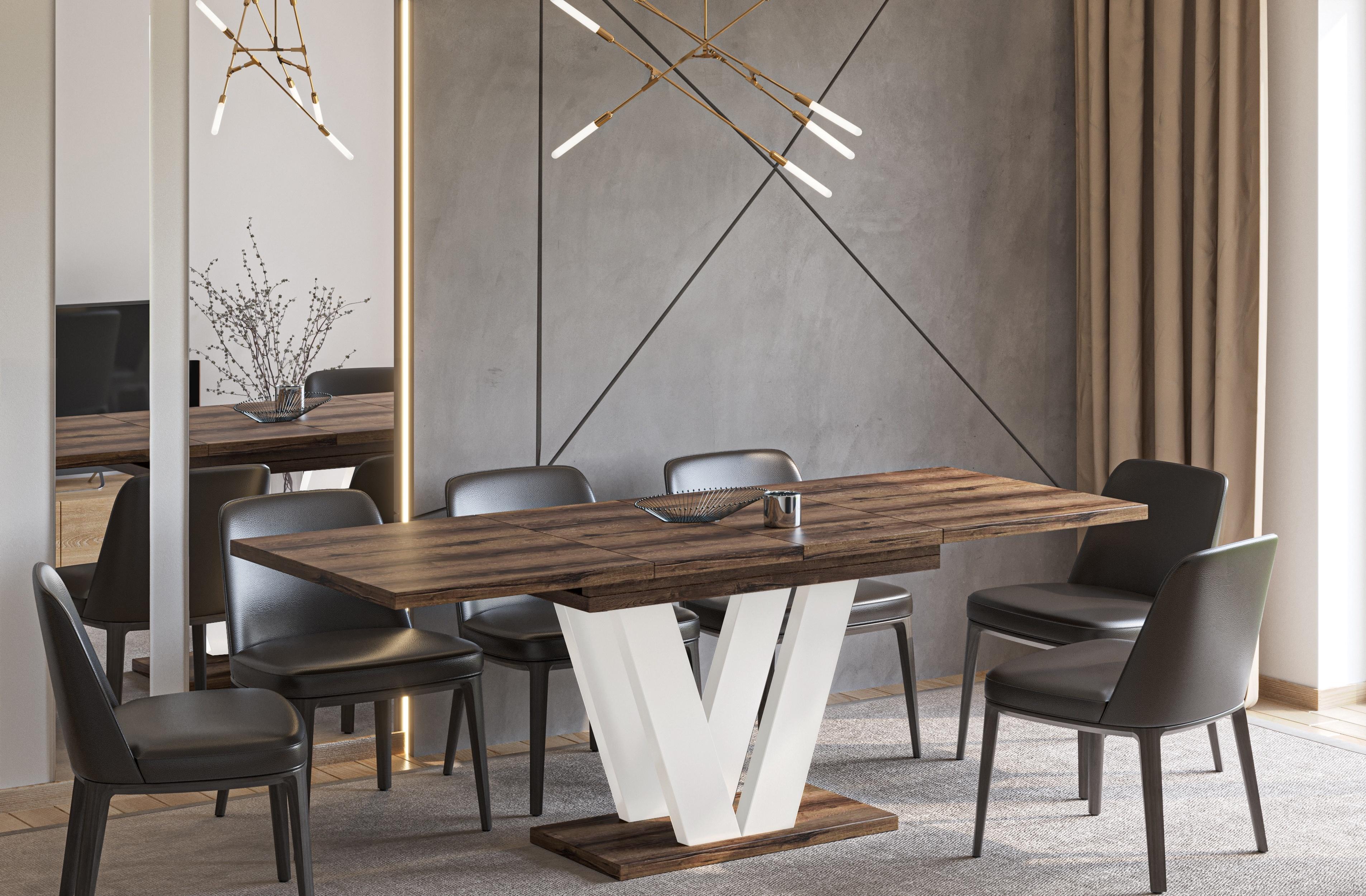 ENDO Möbel ENDO-Möbel Ausziehbarer Esstisch Lara White 130-210cm (Monastery Eiche) lara-white-monastery