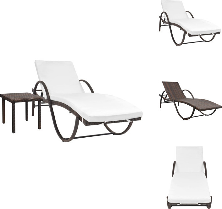 vidaXL Lehátko s vankúšom a stolíkom z polyratanu hnedé - Lehátka