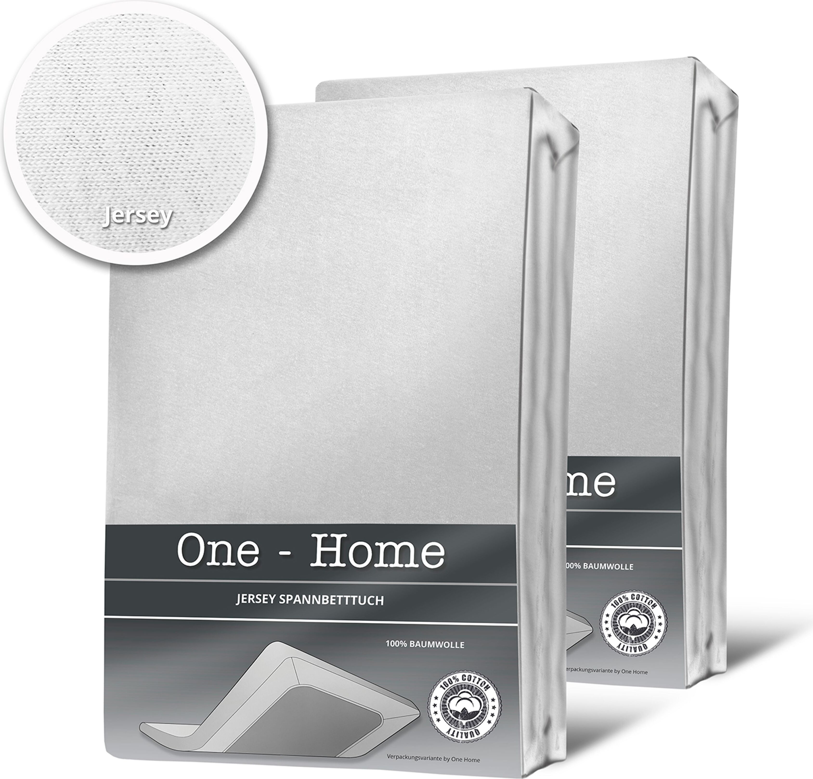 One-Home 2er Set Spannbettlaken Bettlaken weiß 140x200 cm - 160x200 cm Jersey Baumwolle NEW-4672
