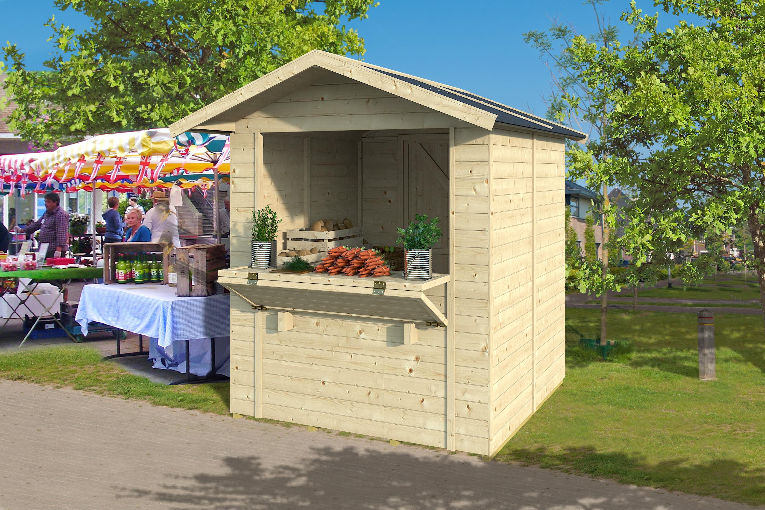 Marktstand - Verkaufsstand Mia 3 m² 13,5 mm naturbelassen