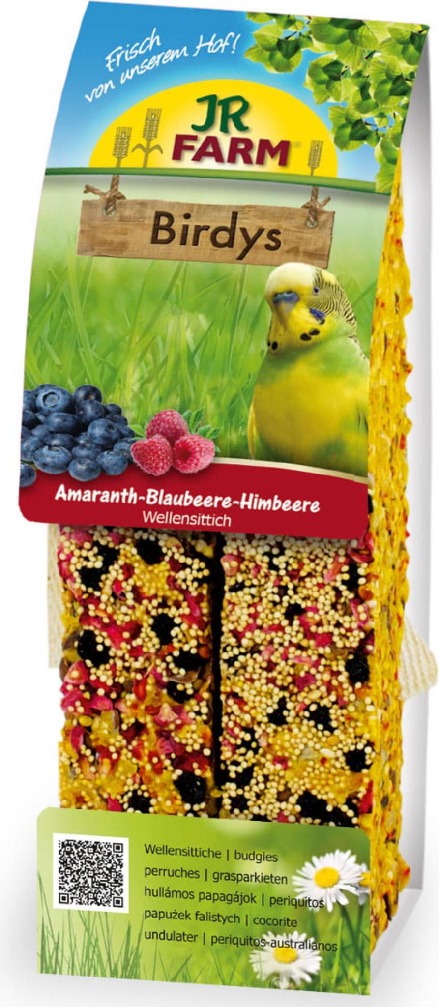 JR FARM Amaranth Sticks - Blaubeere - Himbeere zum Knabbern für alle kleineren Papageien 130g 08460
