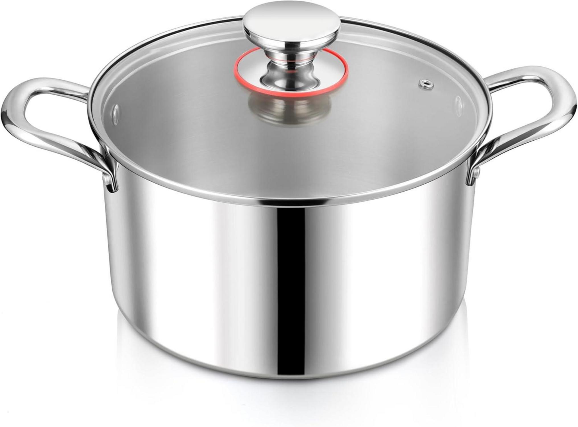 Sonstige Edelstahl Kochtopf Induktion mit Glasdeckel 26cm 6,7L
