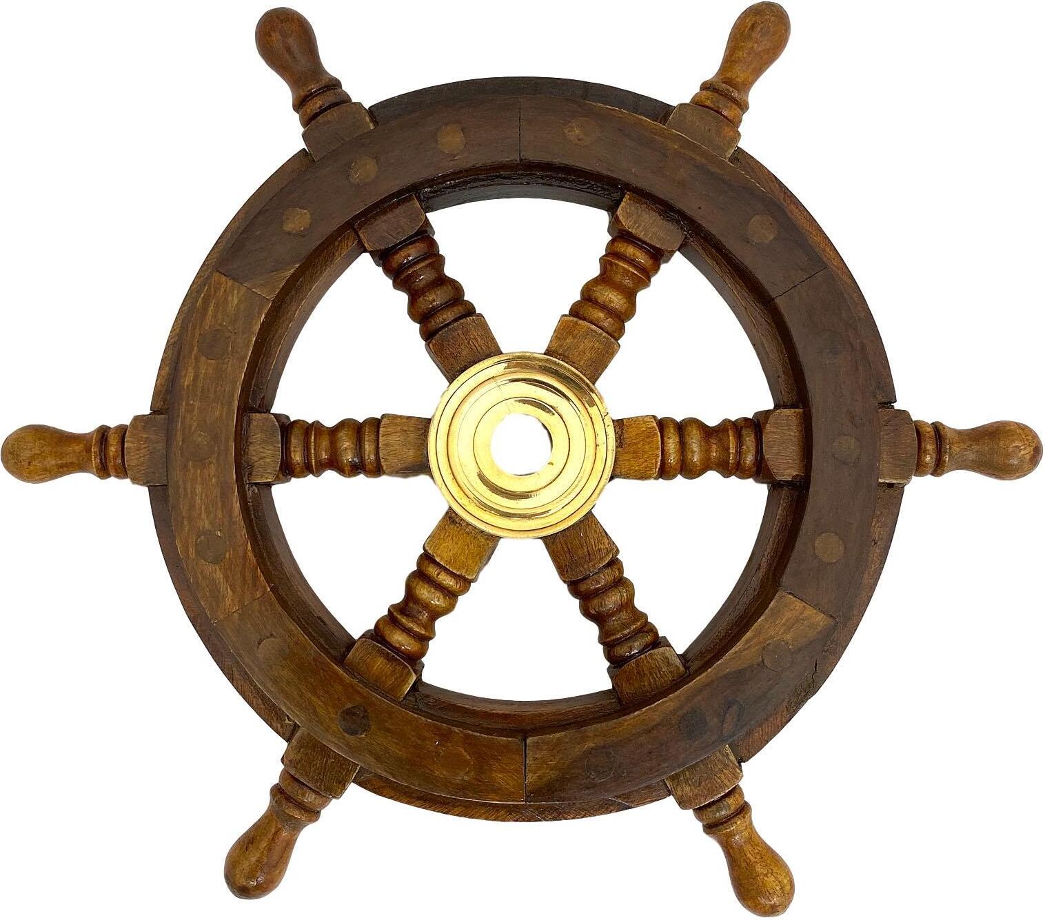 Aubaho Schiffssteuerrad 32cm Schiffsrad Steuerrad Schiff Schiffe Boot Holz Antik-Stil