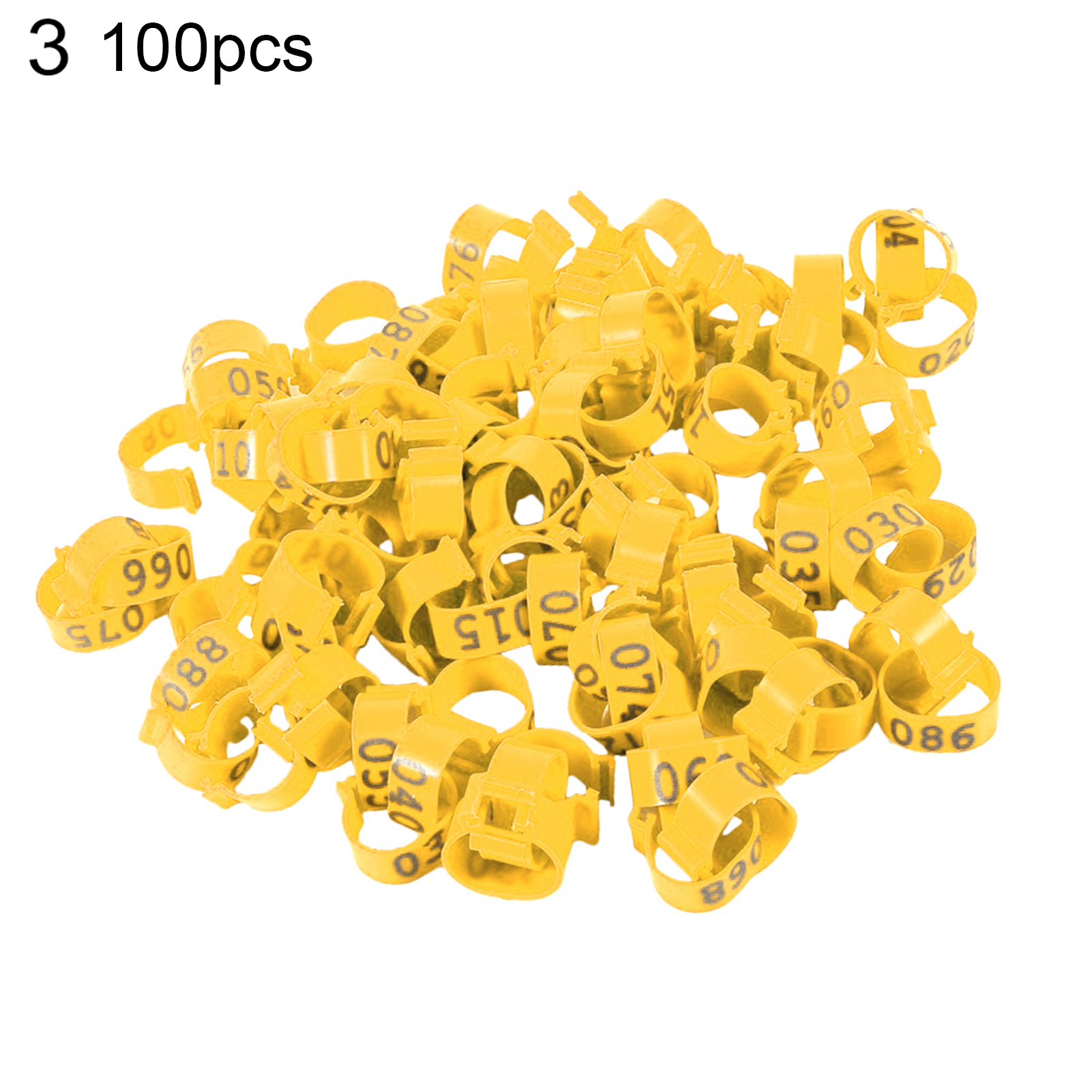 Stuttg 100pcs 001-100 nummerierte Geflügelhühner Enten Beinbänder Ringe Vögel Werkzeuge-Gelb 1345927@Stuttg