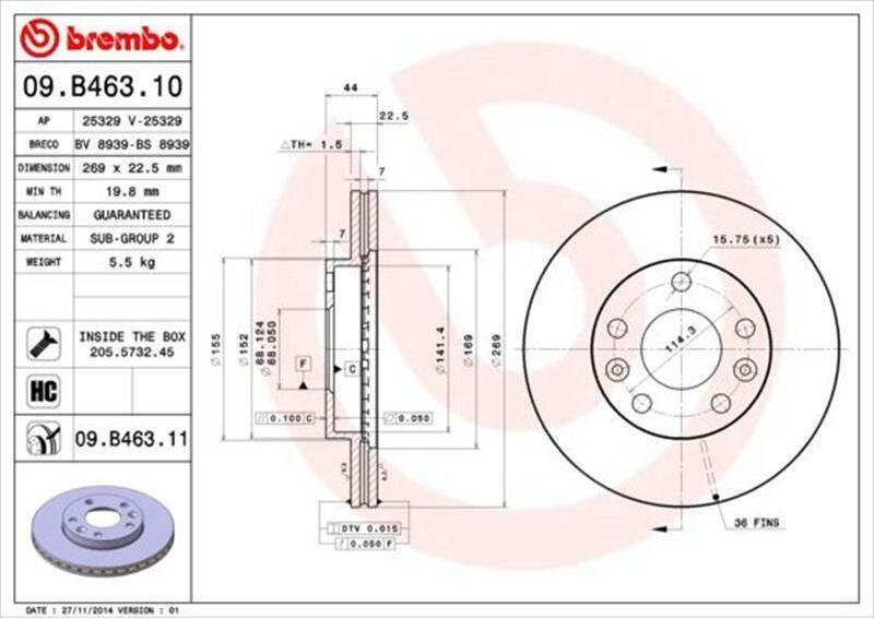Brembo Bremsscheibe 09.B463.11