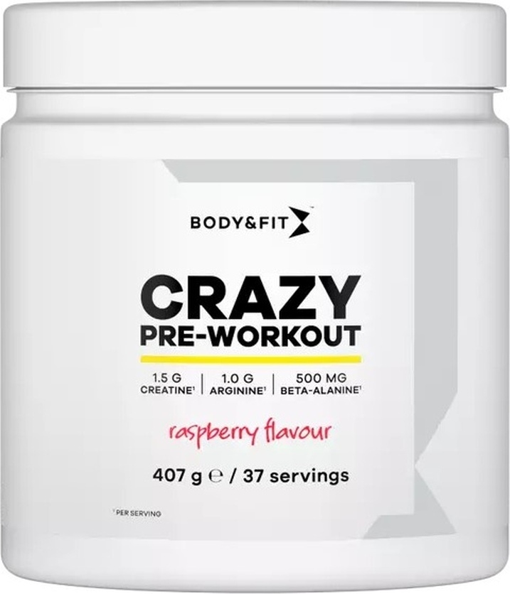 Body & Fit Crazy Pre-Workout – 407g-Dose Raspberry