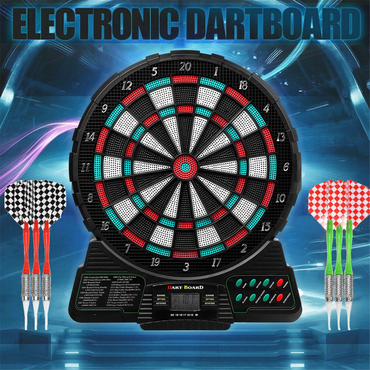 Profi 6 Pfeile Elektrische Dartscheibe Dartboard 159 Spiele Elektronisch Darts 
