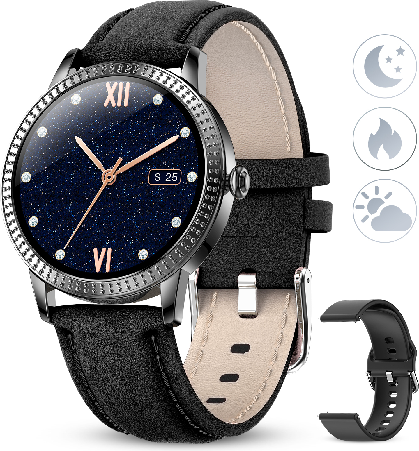 Smartwatch Ladies Fitness Tracker IP67 Vodotesné inteligentné hodinky s riadením ženského cyklu Monitor srdcovej frekvencie Krokomer Športové hodinky Fitness hodinky Monitor spánku pre hodinky Dámy Muži pre iOS Android