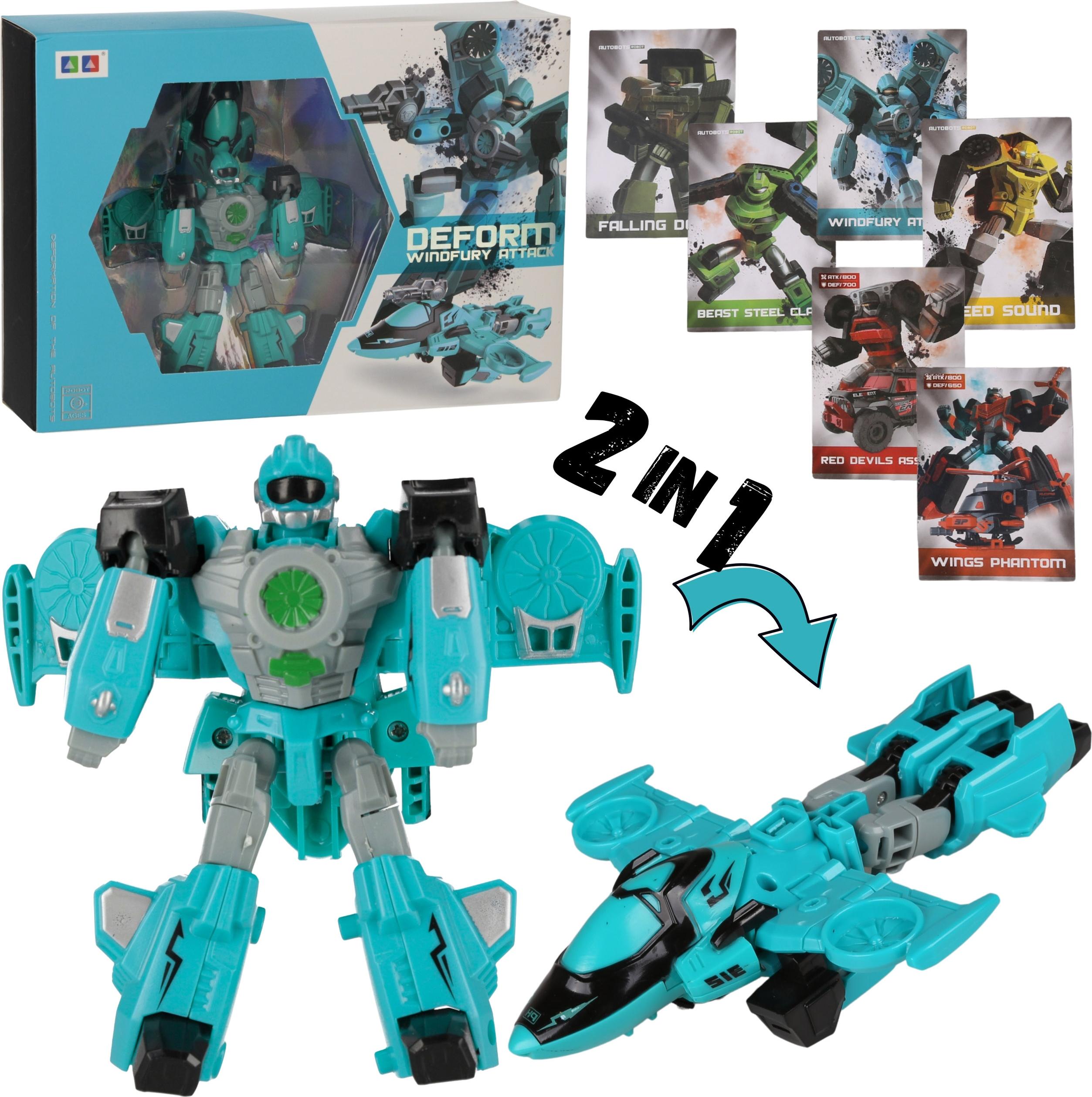 sarcia.eu Transformierbarer 2-in-1 Roboter + Karten, Jet-Spielzeug für Kinder 3+