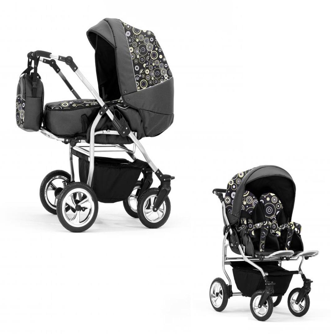 Zwillingskinderwagen 2 in 1 Duo Twin inkl. Sportsitze - 11 Teile - in 20 Farben