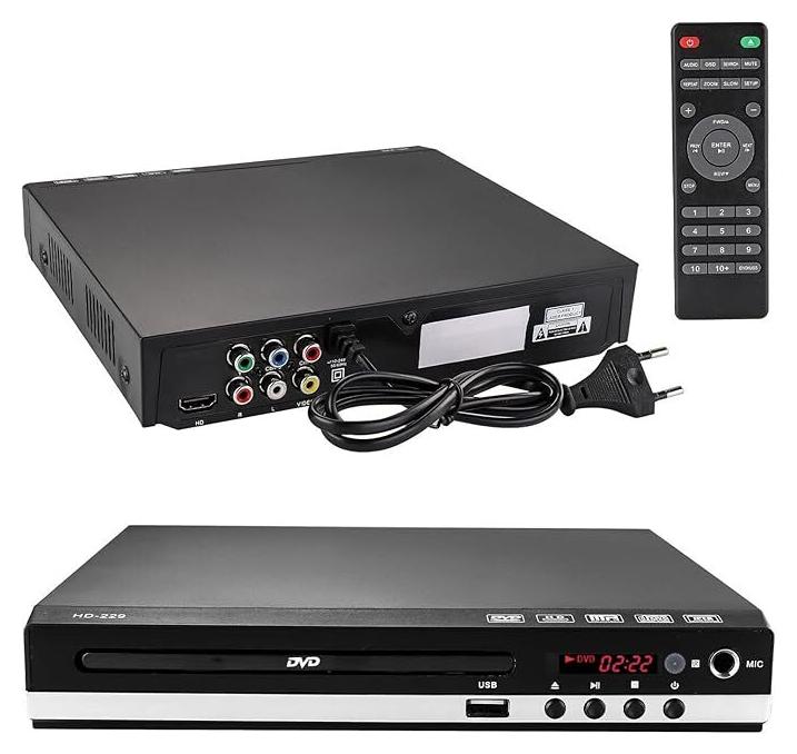 bedee DVD-Player für TV mit HDMI/AV Ausgang, USB Eingang und Fehlerkorrektur, 1080P Upscaling PAL/NTSC-System DVD CD-Player, für TV