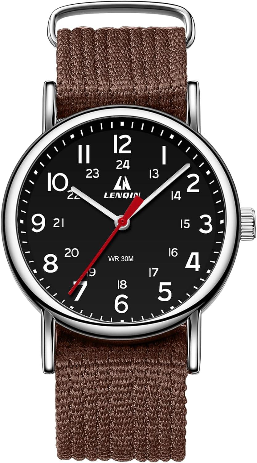 LN LENQIN Herrenuhren Militär Uhren Analog Quarz Uhren Armee Uhren Herren Wasserdicht Armbanduhren Sportuhr mit Nylonband