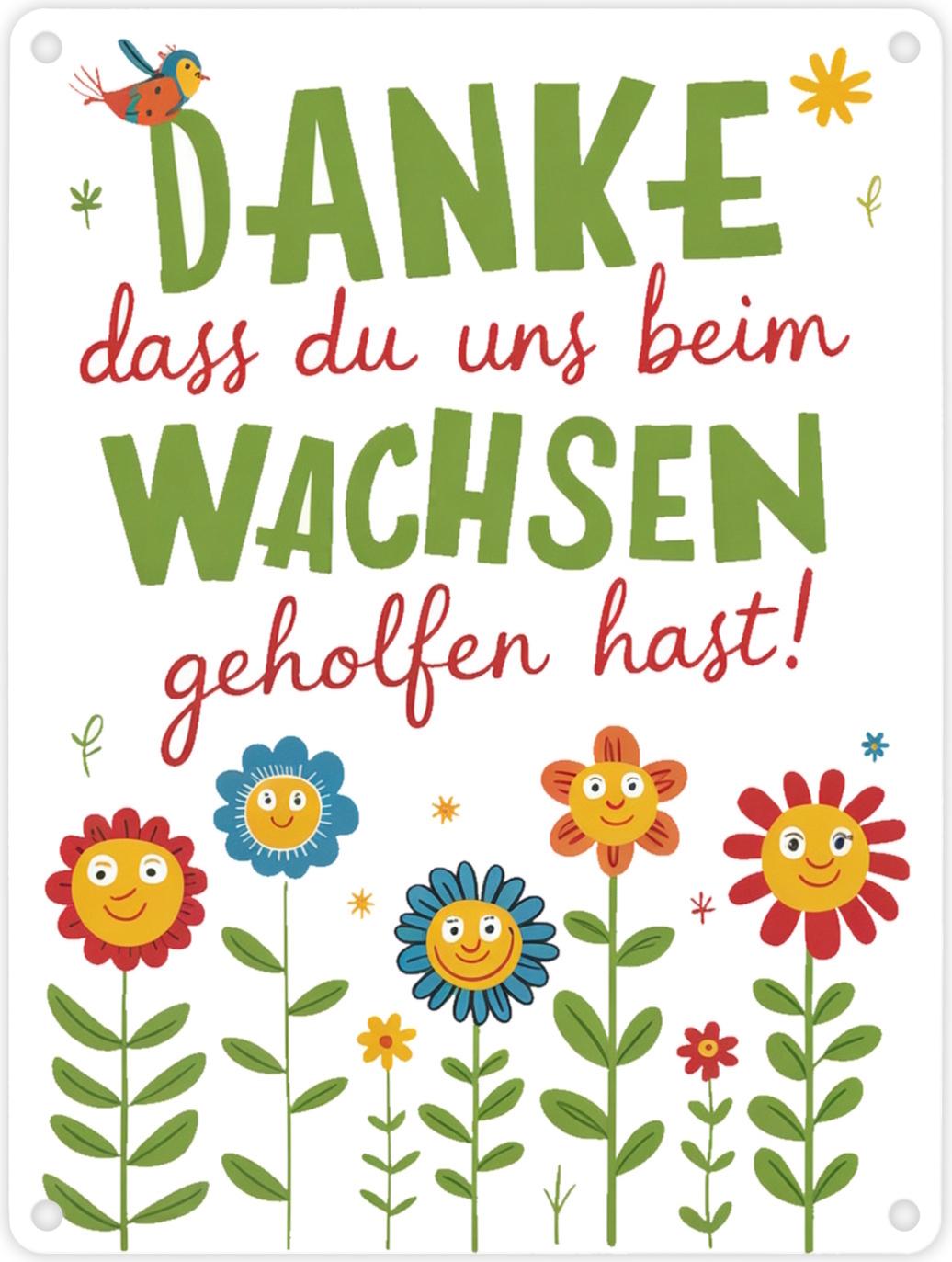 speecheese Danke dass du uns beim Wachsen geholfen hast! Metallschild in 15x20 cm für