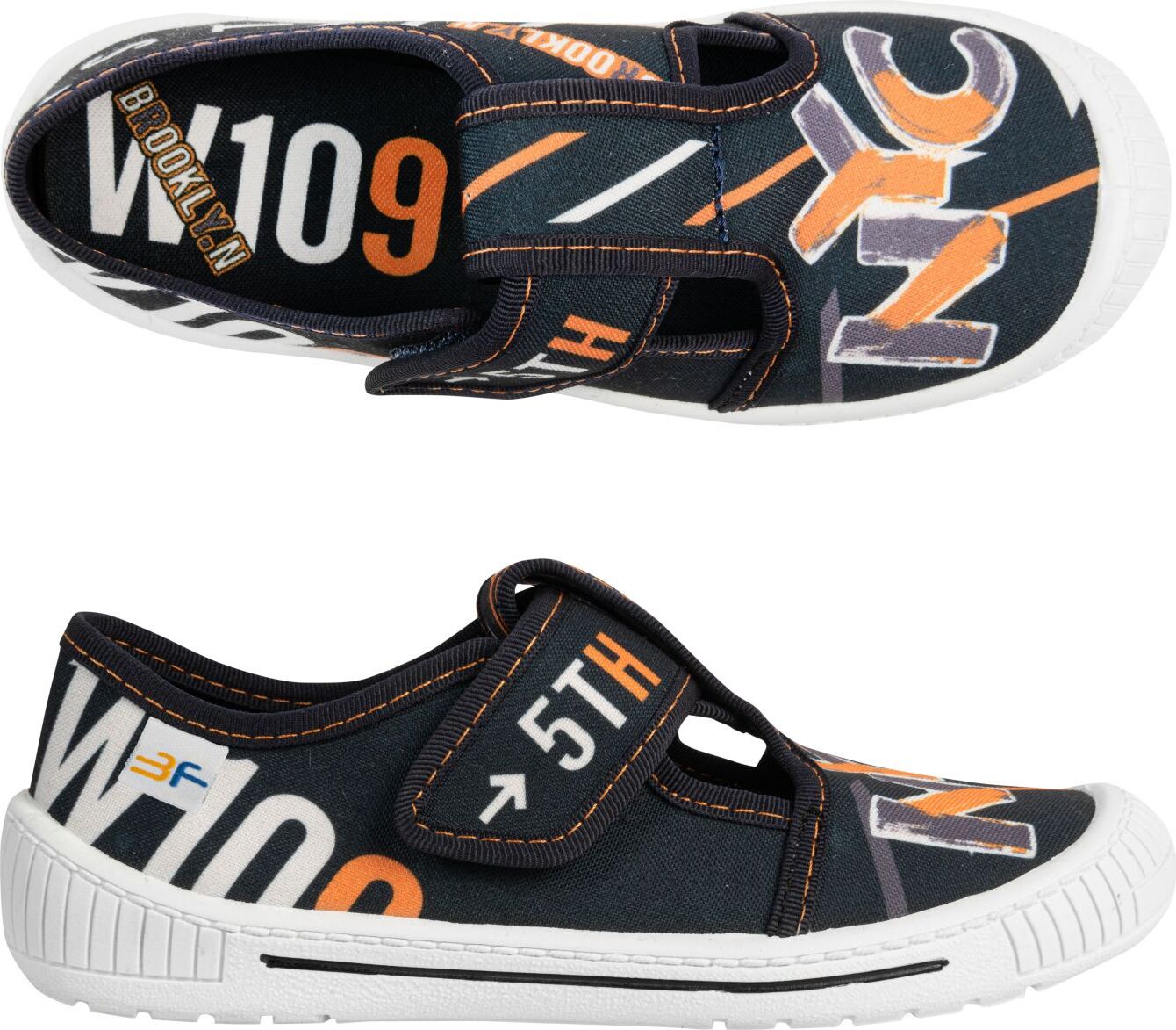 3F Jungen Hausschuhe Flexi NYC, Klettverschluss Blau 32