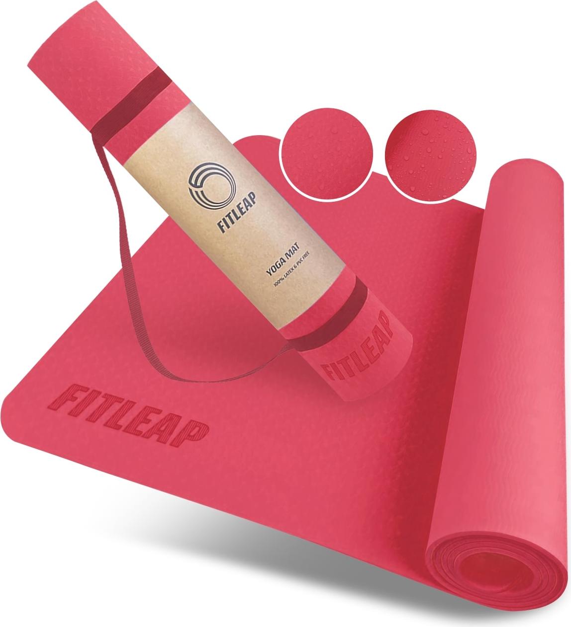 Fitleap Yoga-Matte Pro aus umweltfreundlichem TPE-Schaum. Sehr rutschfeste, schadstofffreie, hypoallergene und hautfreundliche Gymnastik-Matte, Fitness-Matte, Turn-Matte FL-YM-PRO-5-RD