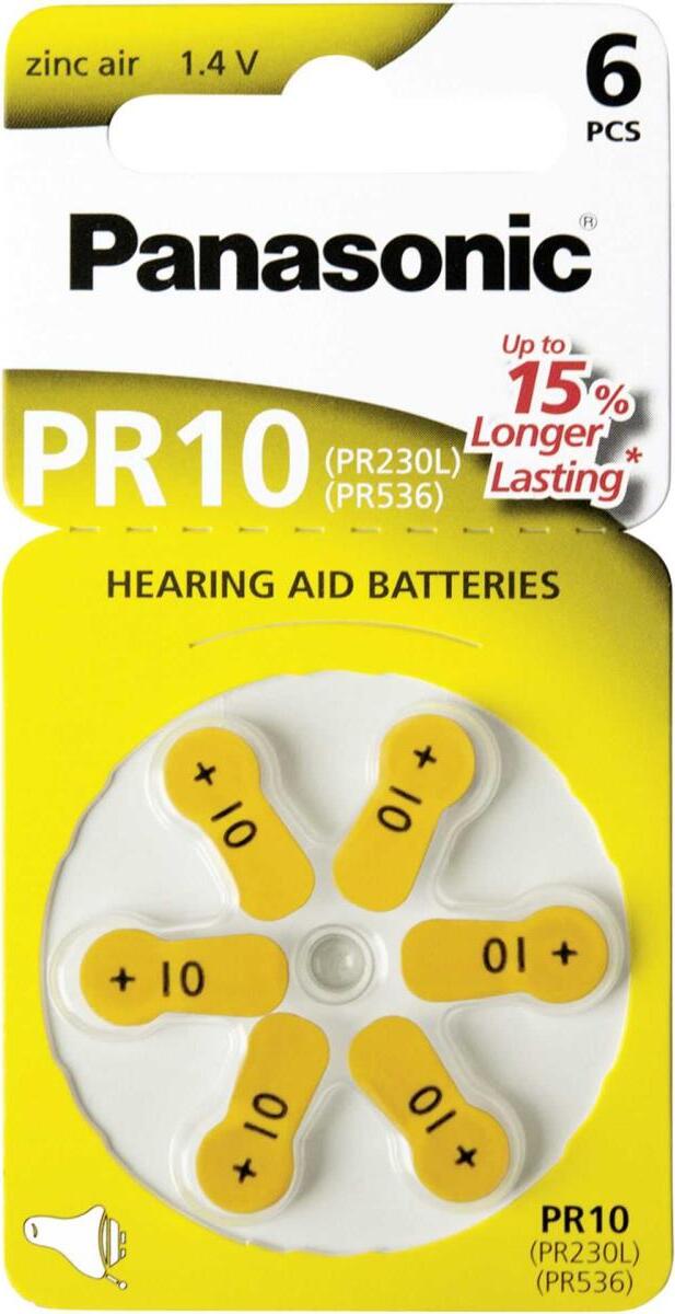 Panasonic PR 10 Hörgerätezellen Zinc Air 6er Rad PR-10L/6LB