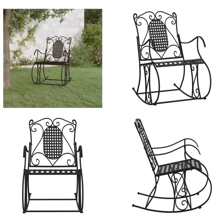 vidaXL Schaukelstuhl 84 cm Schwarz Stahl - Schaukelstuhl - Schaukelstühle - Schaukelsessel - Schaukelbank