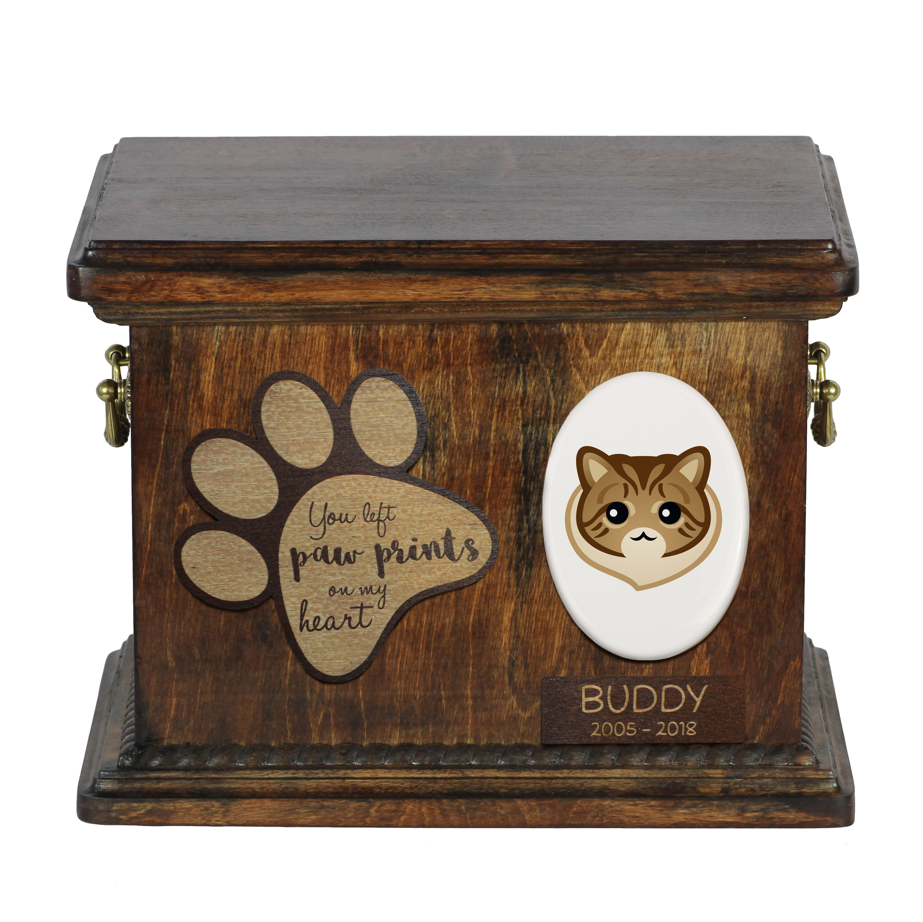 Sibirische Katzenascheurne, personalisierte Urne mit Gravur, Erinnerungsbox für Katzenasche von der Marke Art-Dog