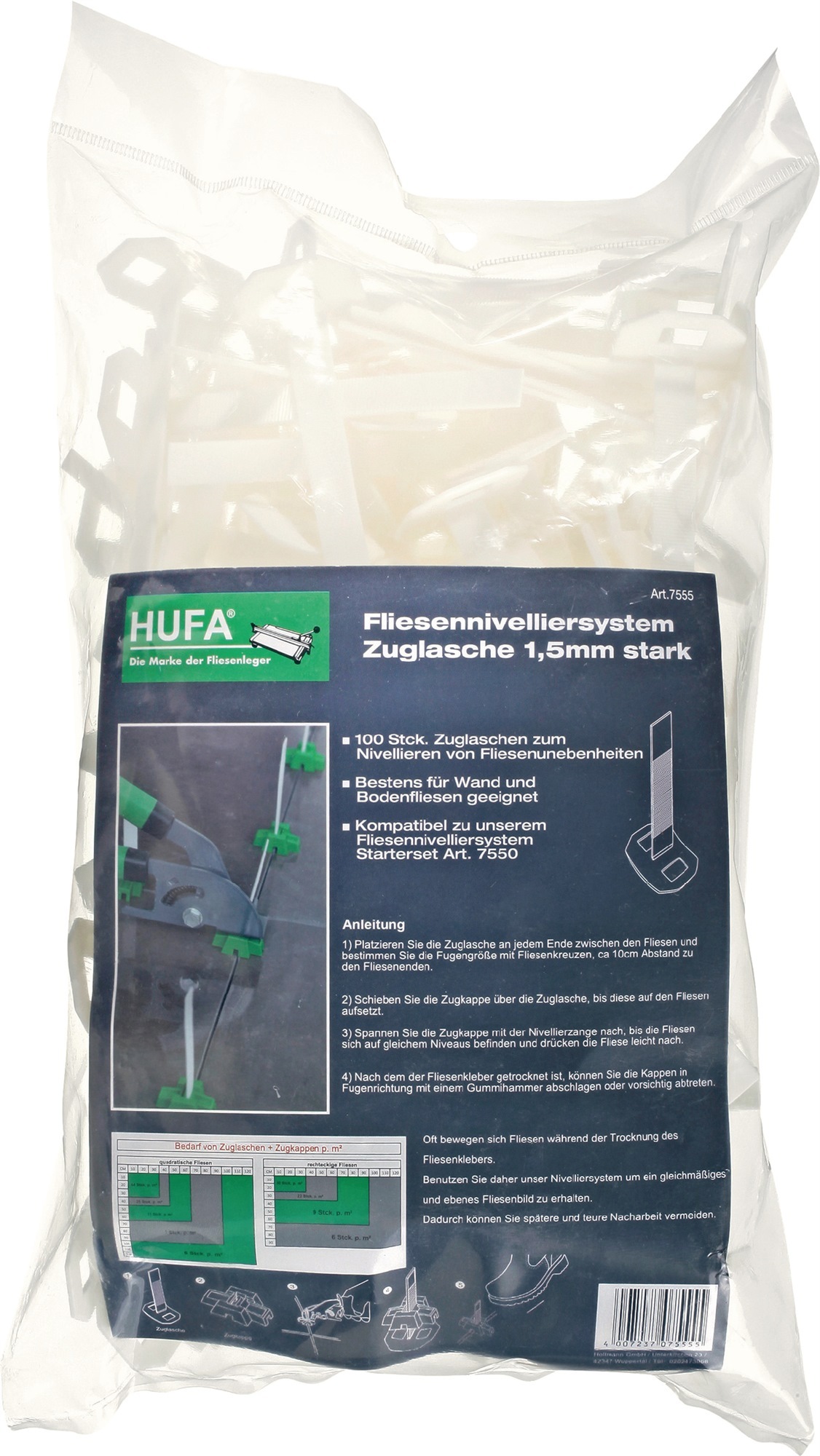 HUFA Nivelliersystem HUFA 100 Stück Zuglaschen 7555