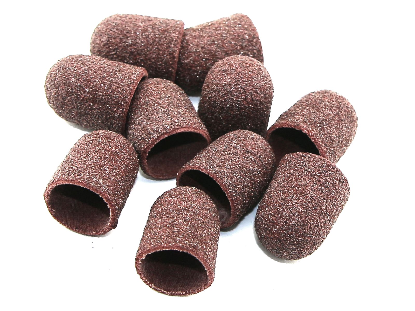50 Schleifkappen 10 Mm, Körnung #180 – Für Fusspflege, Braun