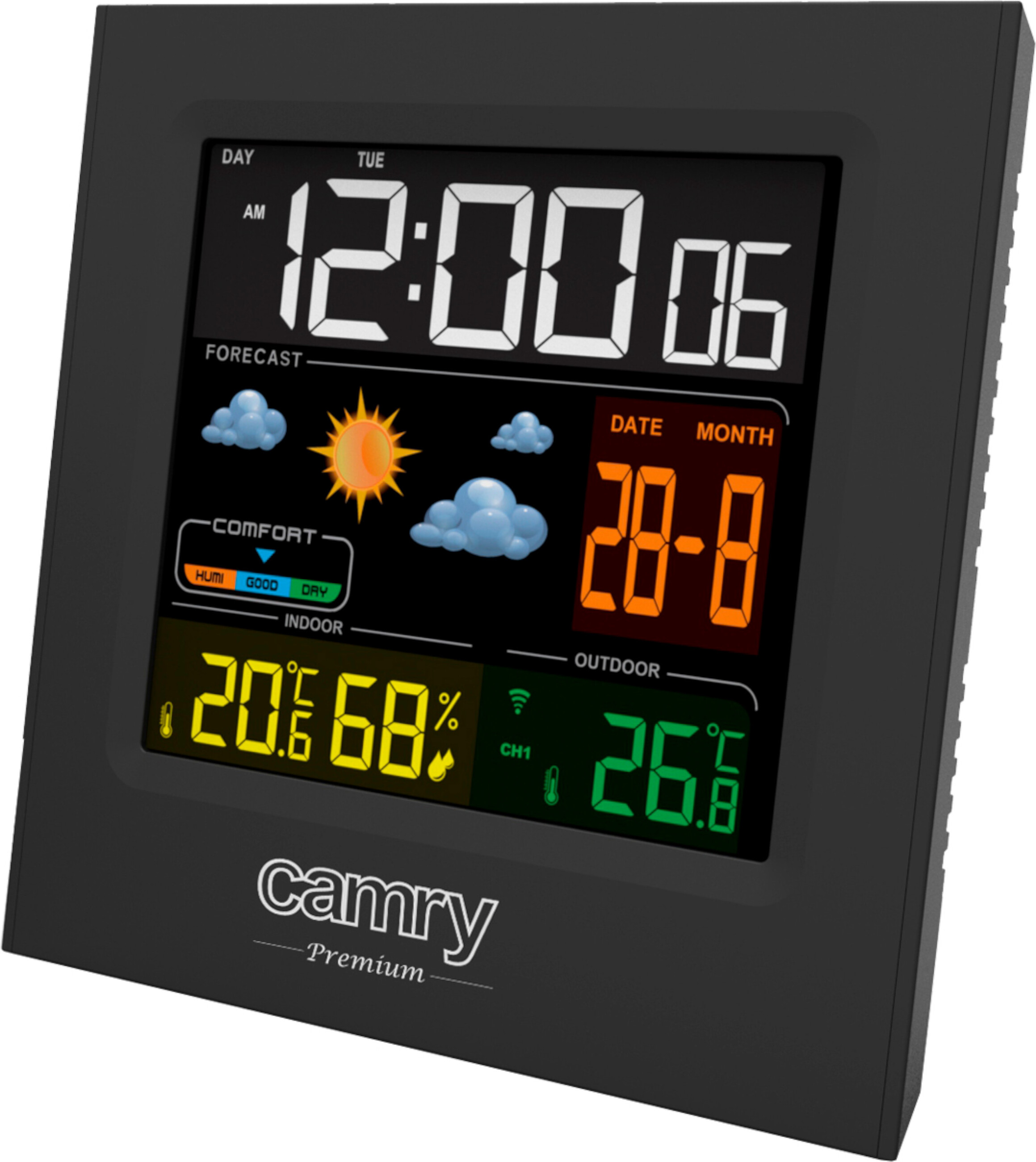 Camry Premium CR 1166, Schwarz, Innen-Hygrometer, Innen-Thermometer, Außen-Hygrometer, Außen-Thermometer, Hygrometer, Thermometer, Hygrometer, Thermometer, 0 - 50 °C, -30 - 70 °C