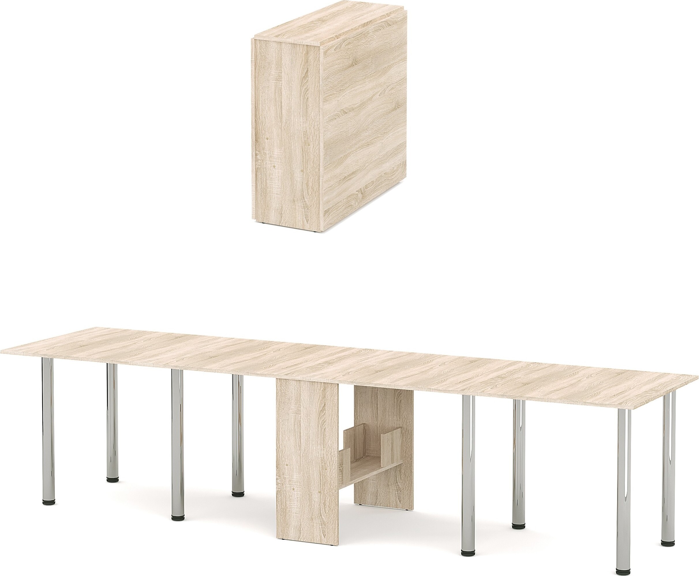 Rodnik Esstisch ausklappbar von 33,5 bis 310 cm - 5 Größen möglich - XXL Büro Tisch klappbar platzsparend -Eiche Sonoma