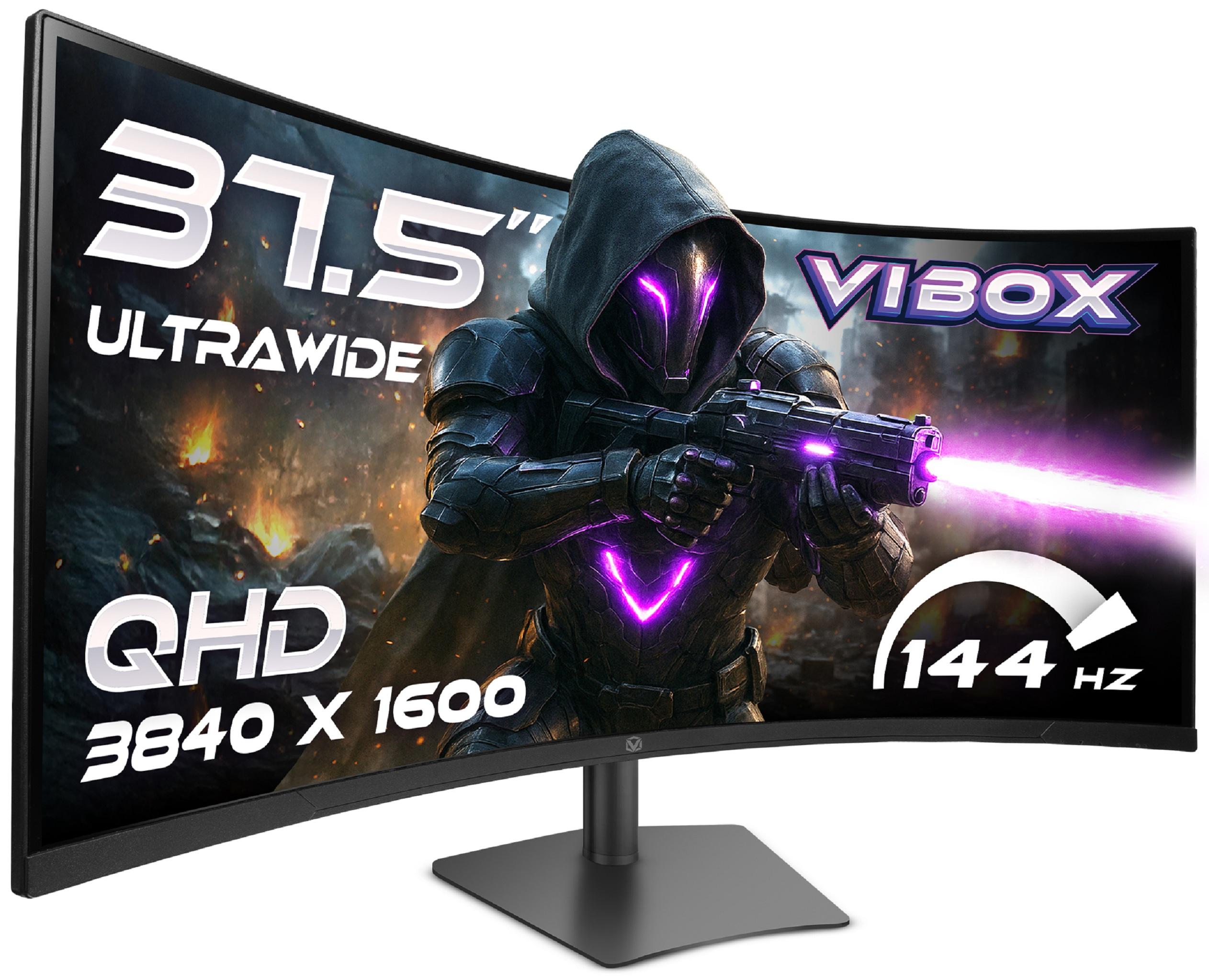 Vibox 37,5-Zoll 144Hz UltraWide Curved Gaming-Monitor – UWQHD-Auflösung, 1ms, Adaptive Sync, HDMI & DisplayPort ZMON-VIBOX-38Z144UWQHDC-PD1-EU