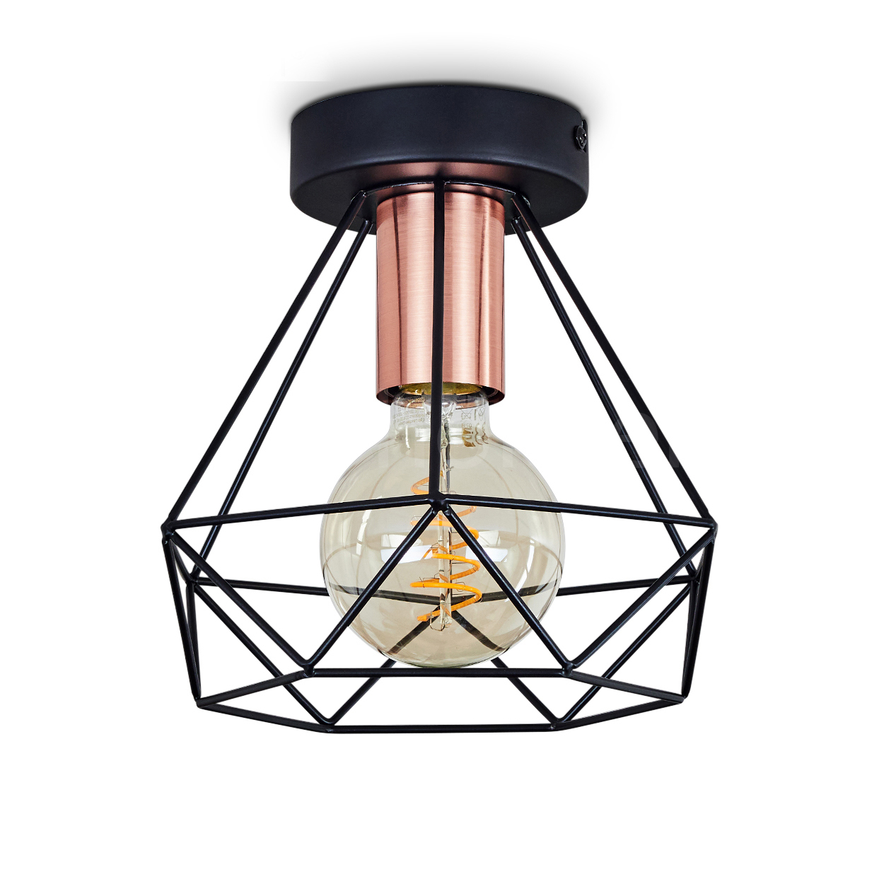 hofstein Ozieri »Ozieri« 1-flammige Deckenlampe aus Metall in Schwarz und Kupfer H3526163