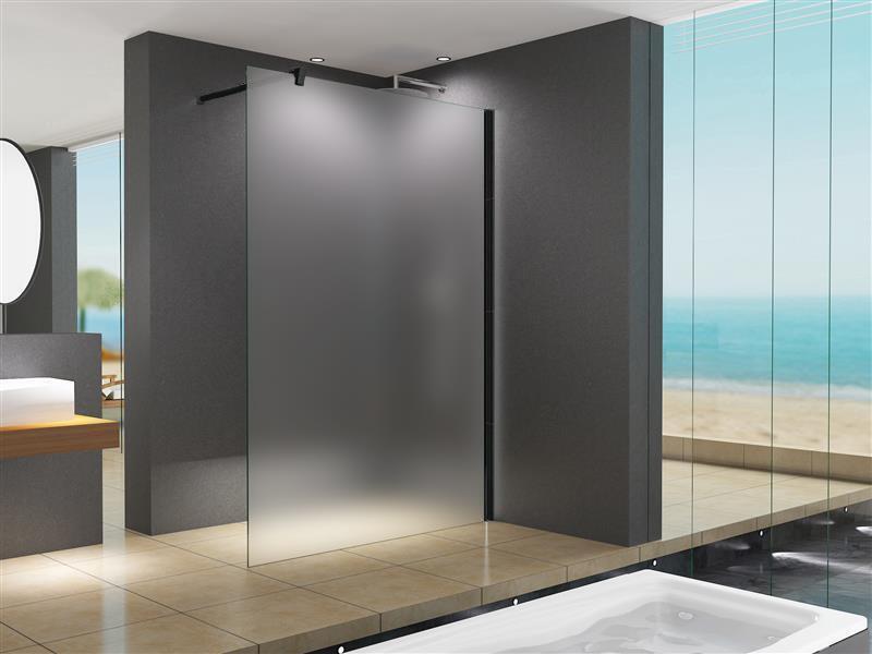 BuyLando LiLy 160x200 cm Walk in Duschwand Duschabtrennung Satiniert Schwarz Image