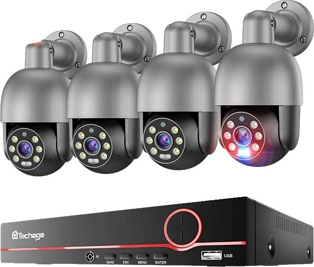 Bezpečnostný kamerový systém, 8 kanálov, plne farebné nočné videnie, 8CH 4 kamery 8MP, 3T (vonkajšie športy)