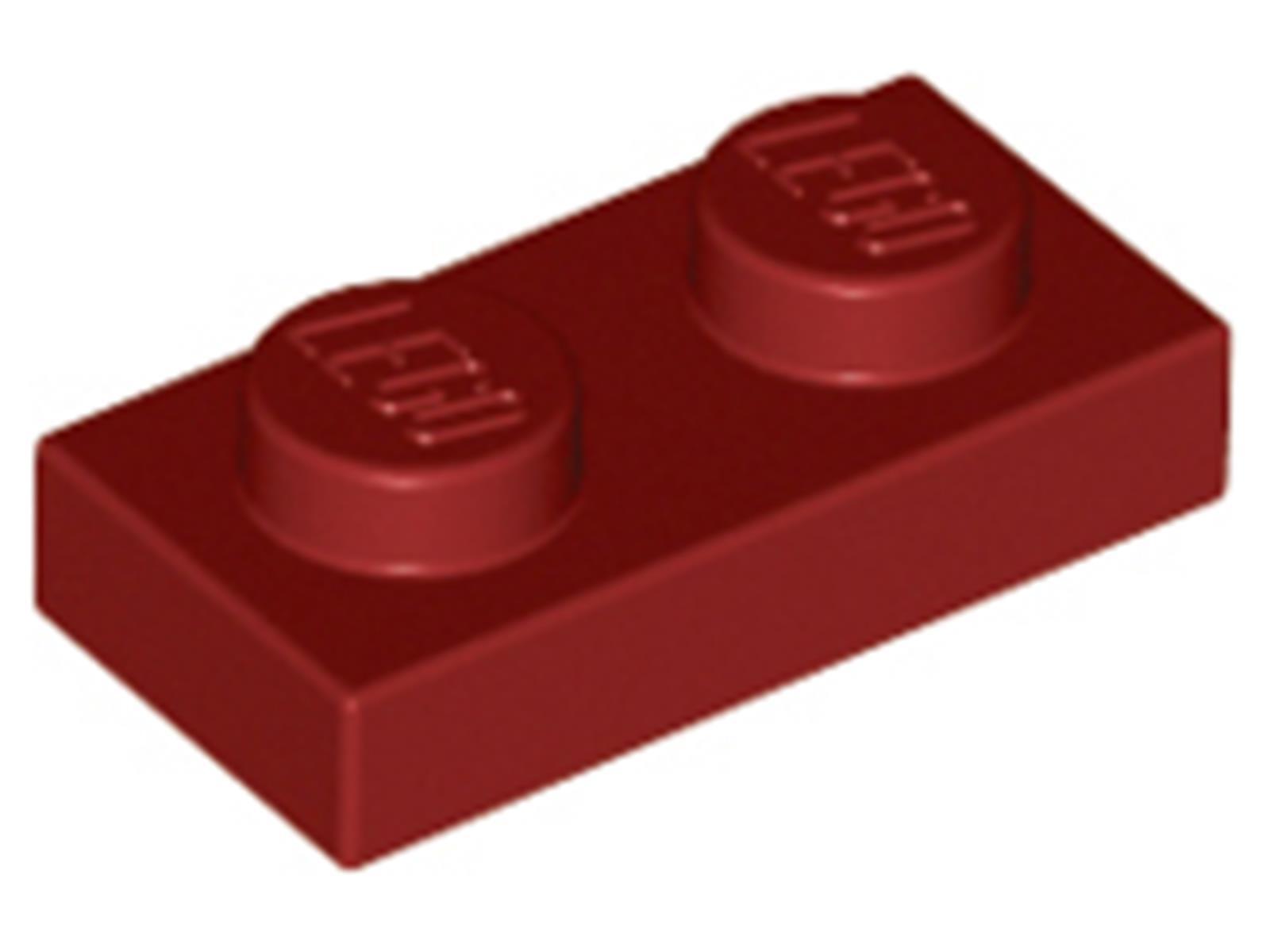 Lego® 100x 1x2 dosky 3023 - Tmavočervená doska