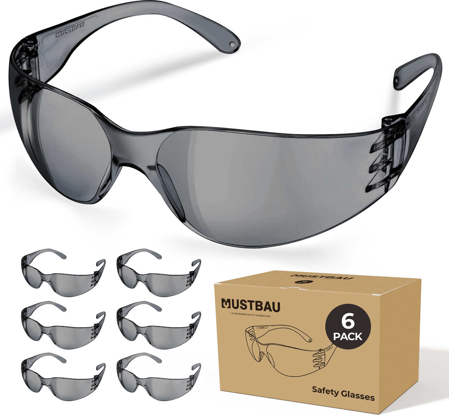 Tacklife MUSTBAU 6 Stücke Arbeitsschutzbrille Schutzbrille Augenschutzbrille Sicherheitsb PA-71006-6B