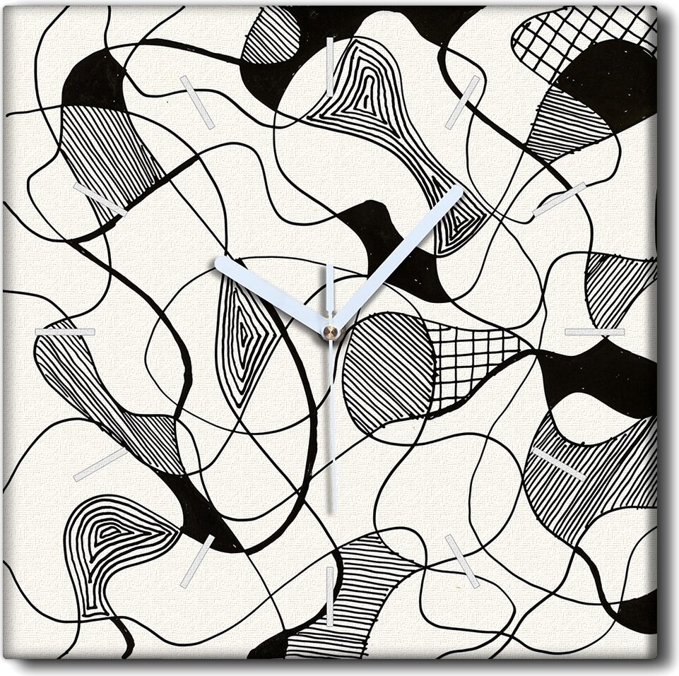 Coloray Uhr auf Leinwand 30x30 cm Wand Uhr Dekoration Wohnzimmer Segeltuch weiße Zeiger -Tintenabstraktion zck-30x30-670525402-b